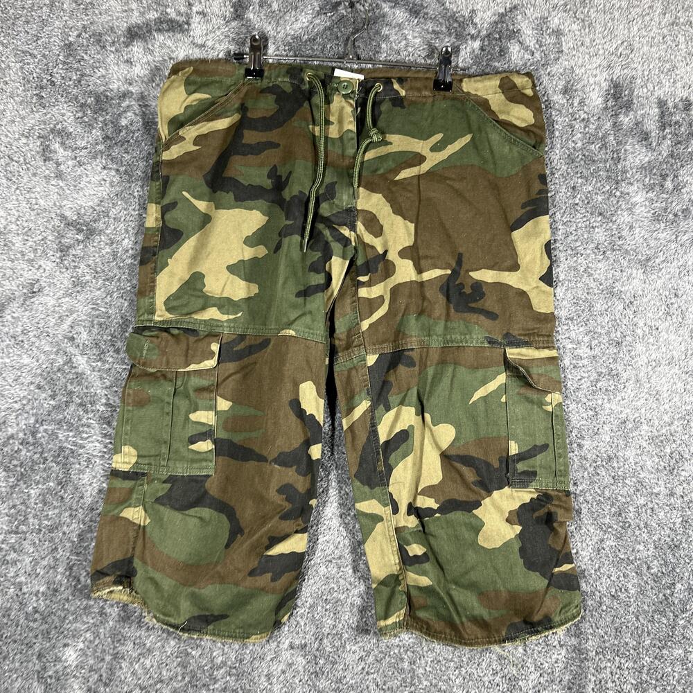 Rothco Shorts Mens 38 Green Cargo Army Camouflage Drawstring Pockets 17 Inseam